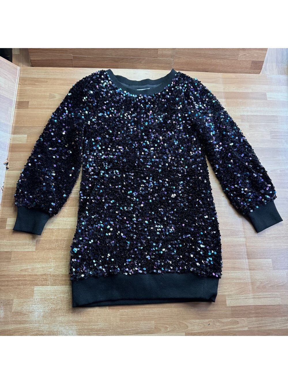 Habitual Kids girls' black sequined sweatshirt dress size 7/8